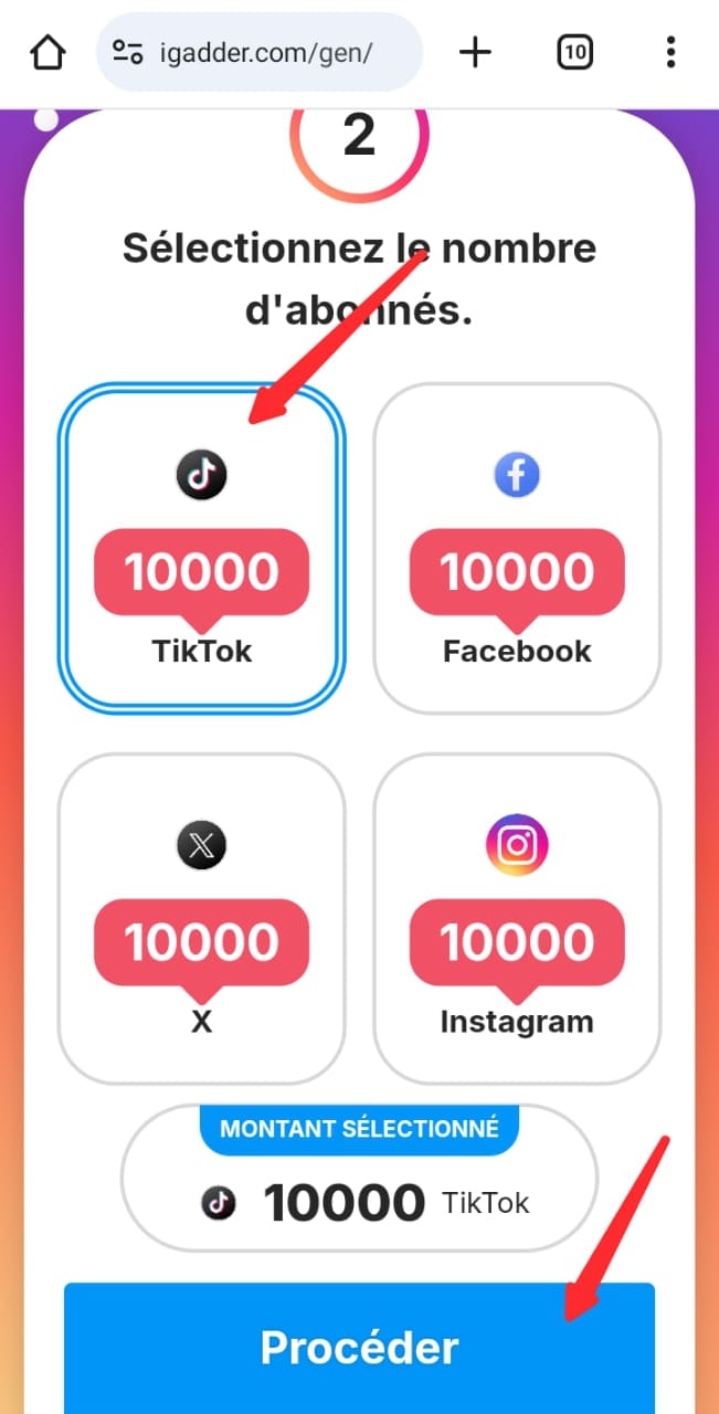 igadder - site pour gagner des abo tiktok 3